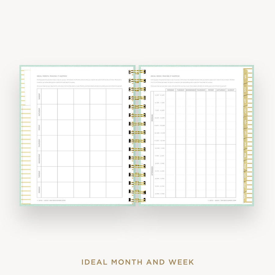 Day Designer 2025-26 mini daily planner: Sage Bookcloth cover with ideal week worksheet