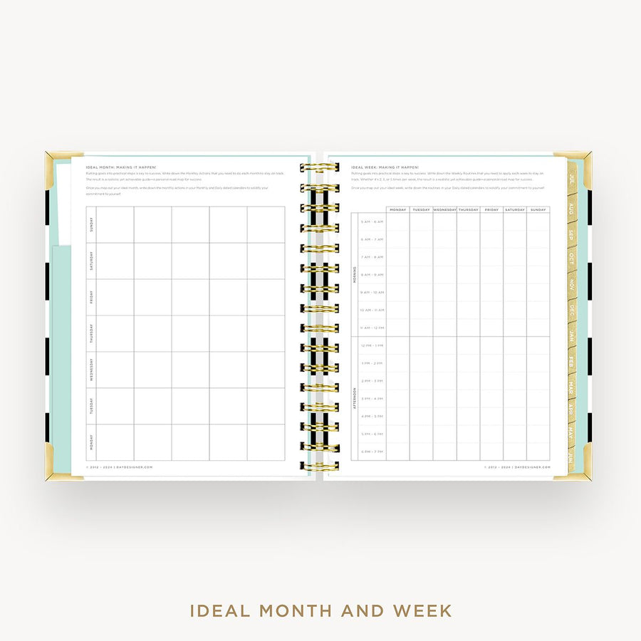 Day Designer 2025-26 mini weekly planner: Black Stripe cover with ideal week worksheet