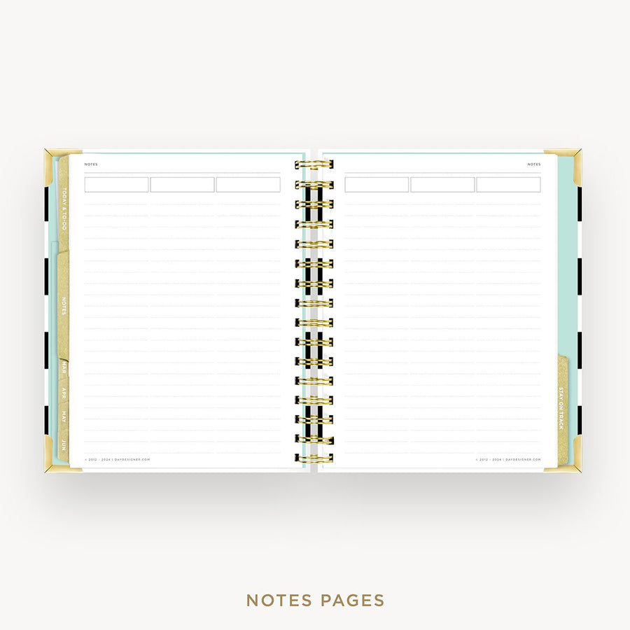 Day Designer 2025-26 mini weekly planner: Black Stripe cover with note-taking pages