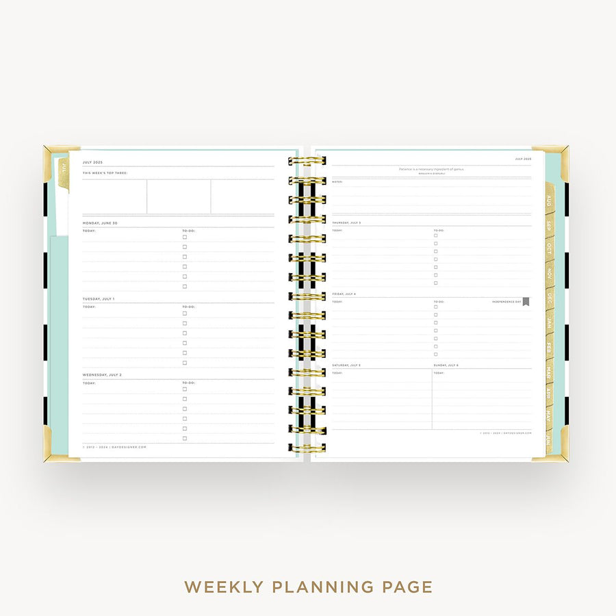 Day Designer 2025-26 mini weekly planner: Black Stripe cover  with weekly planning pages