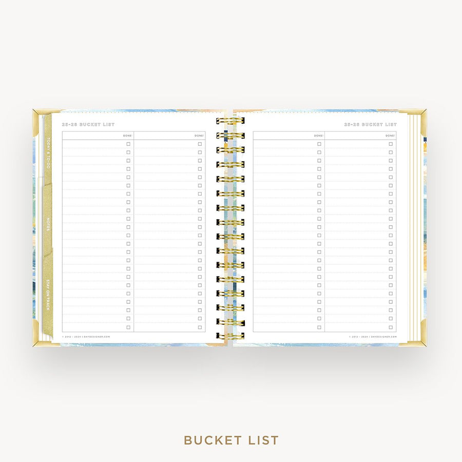 Day Designer 2025-26 mini weekly planner: Sea and Sky cover with bucket list