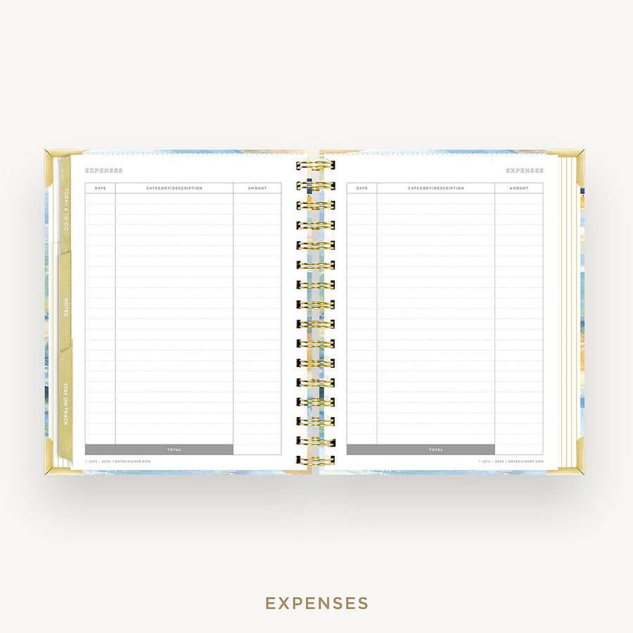 Day Designer 2025-26 mini weekly planner: Sea and Sky cover with expense tracking pages