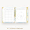 Day Designer 2025-26 mini weekly planner: Sea and Sky cover with self assessment worksheet
