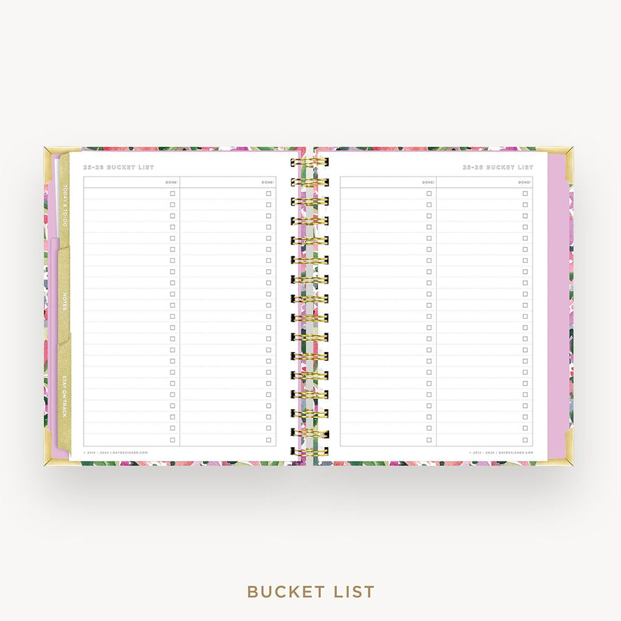 Day Designer 2025-26 mini weekly planner: Ula Bloom cover with bucket list