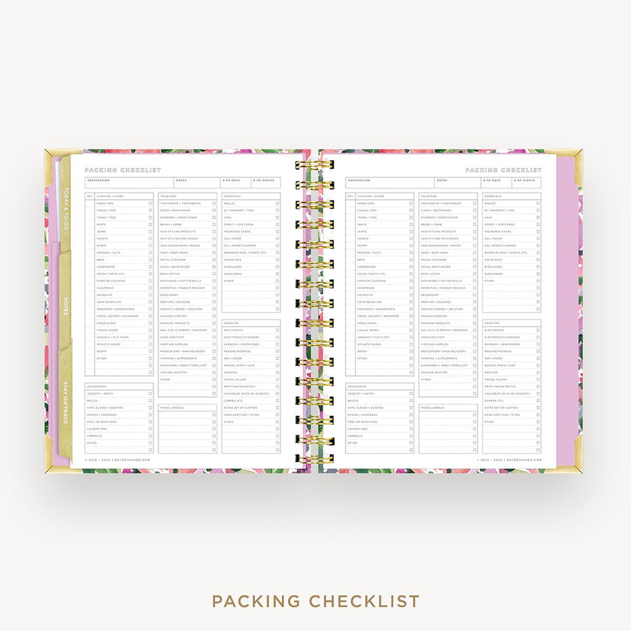 Day Designer 2025-26 mini weekly planner: Ula Bloom cover with packing checklist