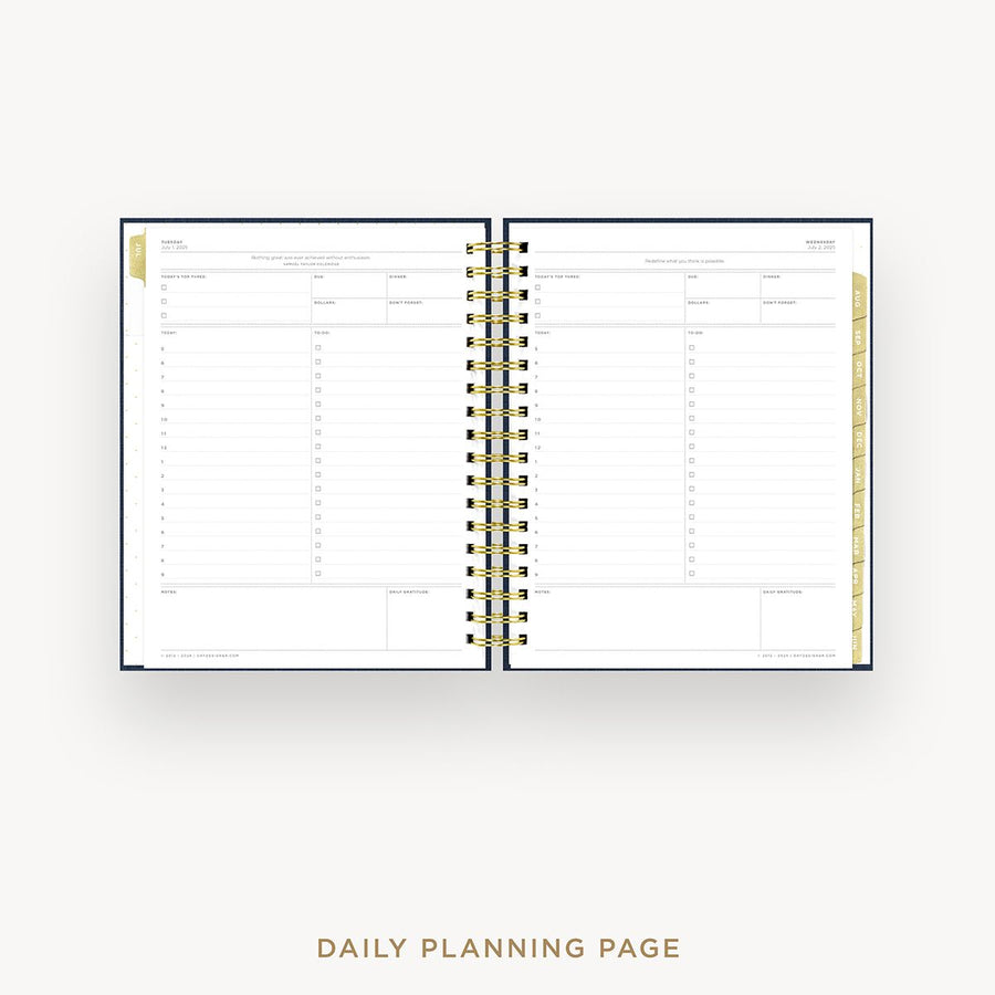 Day Designer 2025-26 daily planner: Navy Bookcloth cover with daily planning page