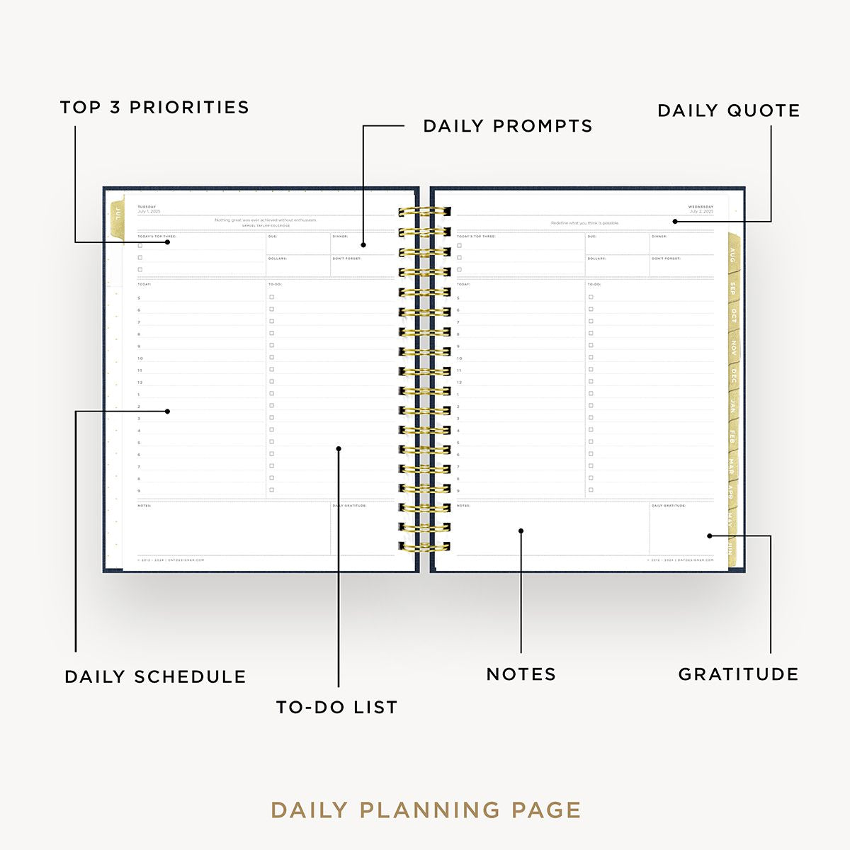 2025-26 Daily Planner: Navy Bookcloth