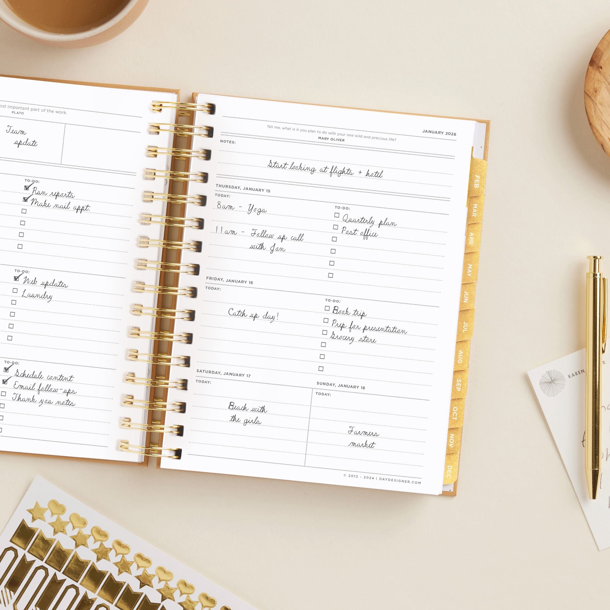 2026 Mini Weekly Planner: Caramel Latte Pebble Texture