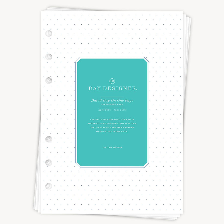 A5 Quarterly Planner Inserts: Dated Day on One Page (Q2 2026: April - June 2026)