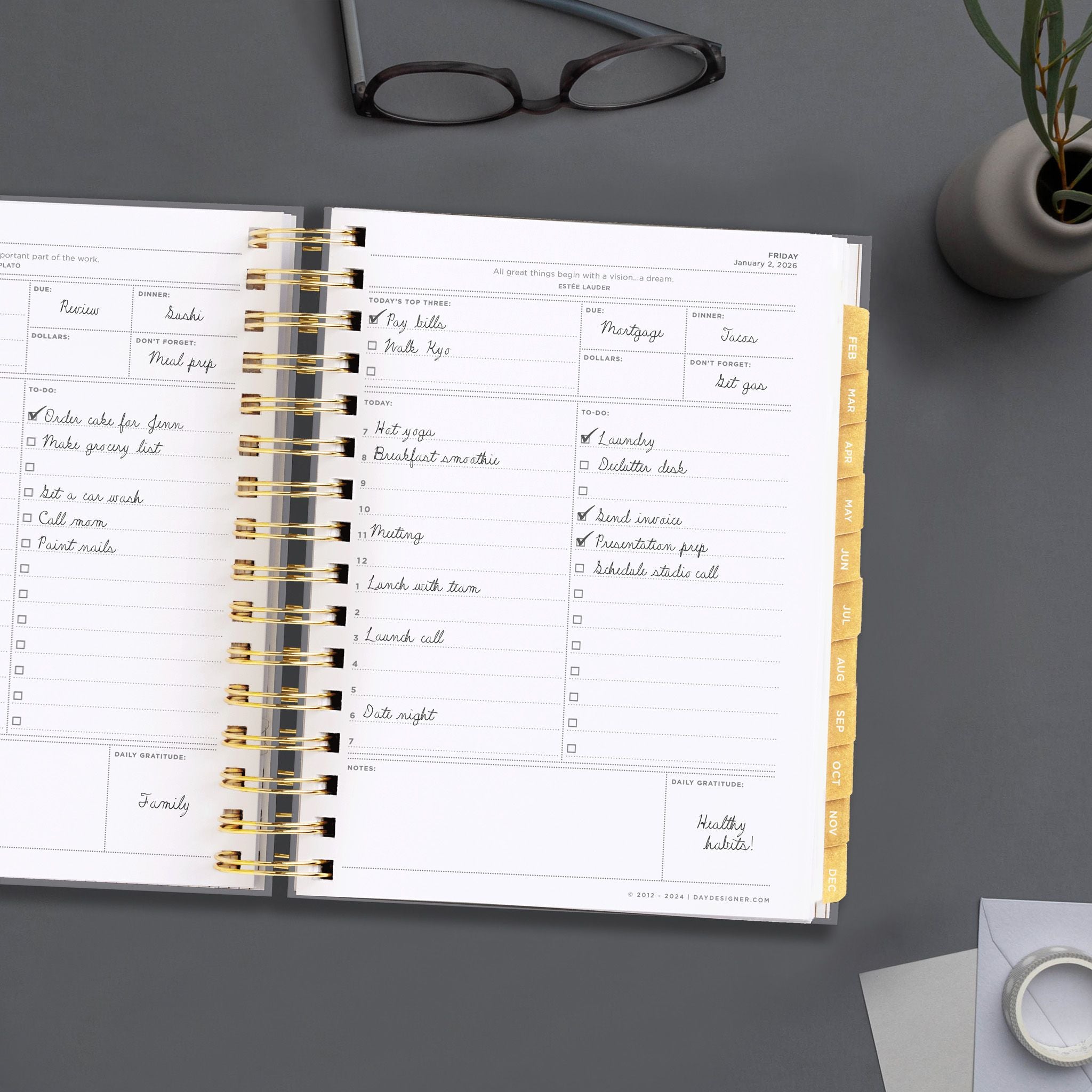 2026 Mini Daily Planner: Charcoal Bookcloth
