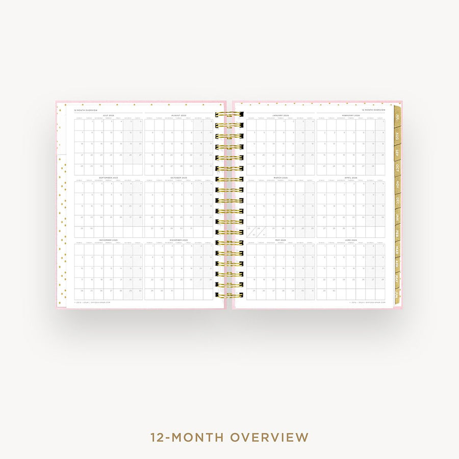 Day Designer 2025-26 daily planner: Peony Bookcloth cover with 12 month calendar