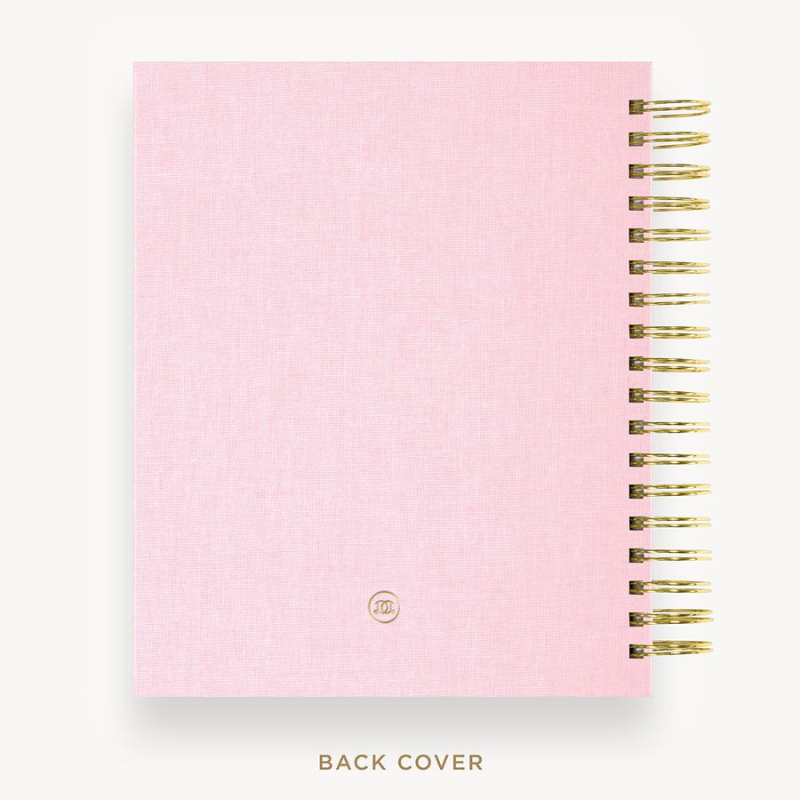 Day Designer 2025-26 daily planner: Peony Bookcloth back cover with gold detail