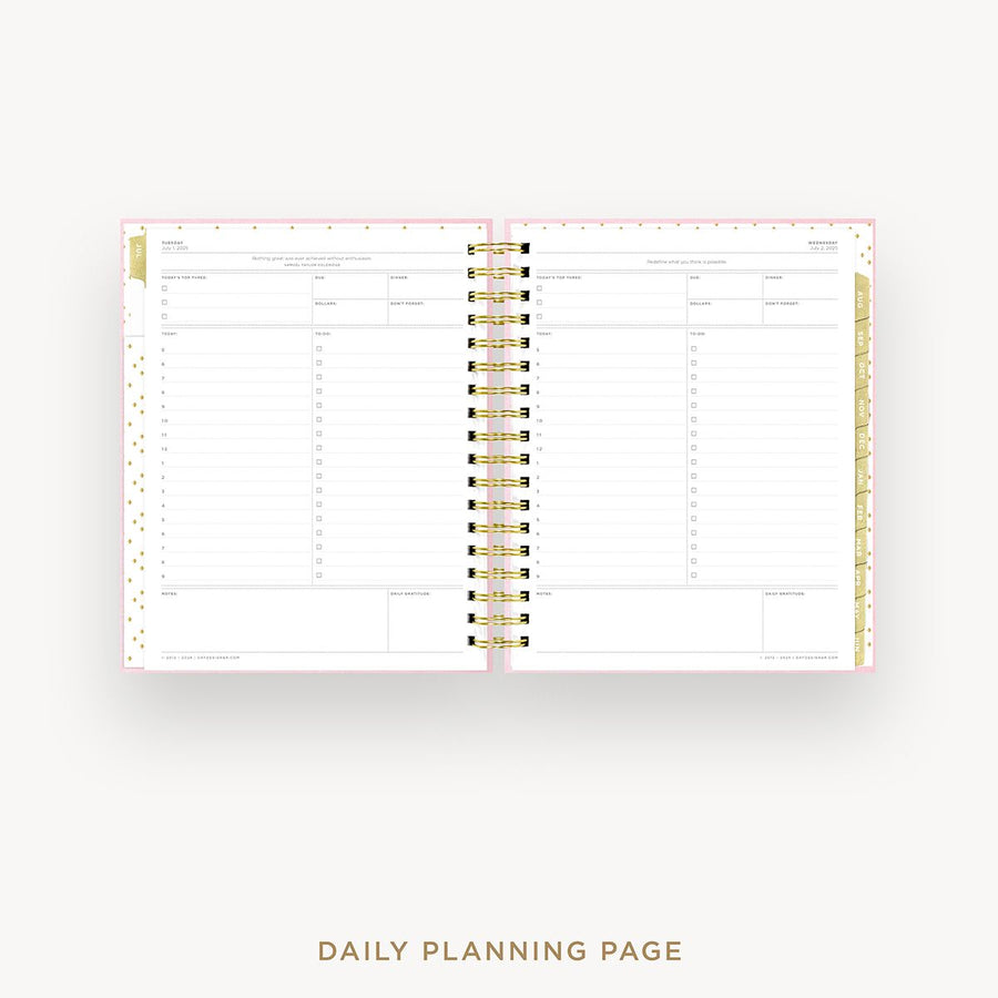 Day Designer 2025-26 daily planner: Peony Bookcloth cover with daily planning page