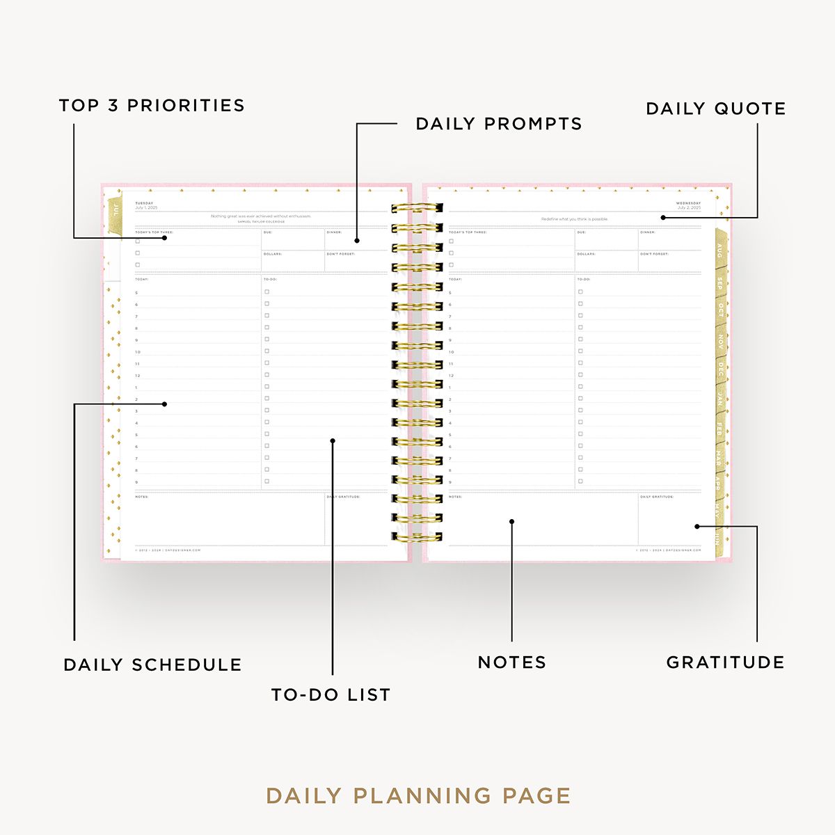 2025-26 Daily Planner: Peony Bookcloth