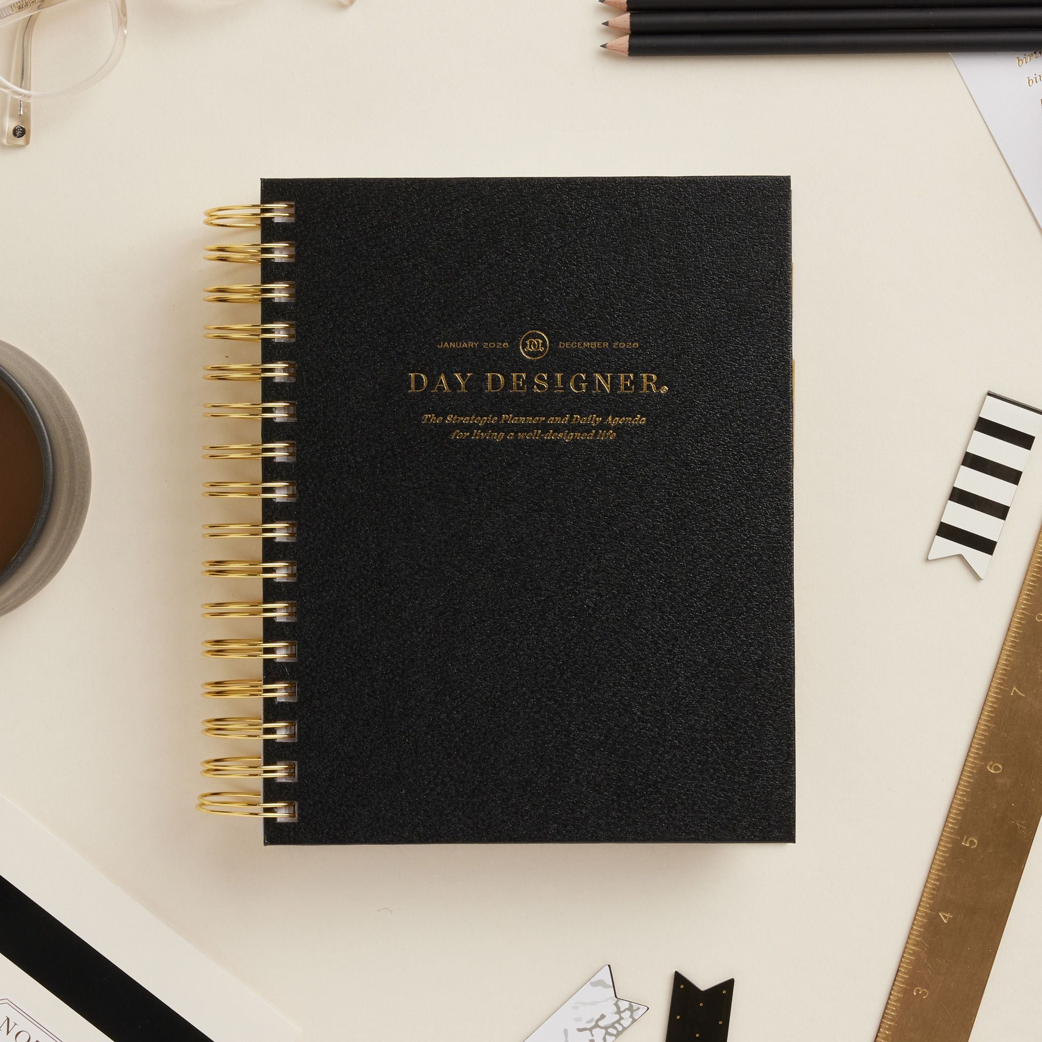 2026 Mini Daily Planner: Classic Black Pebble Texture