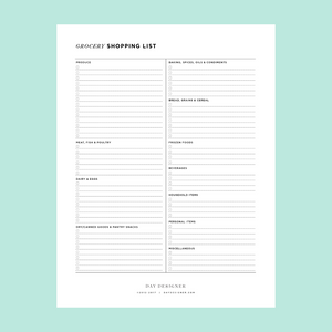 Free Grocery List Printable