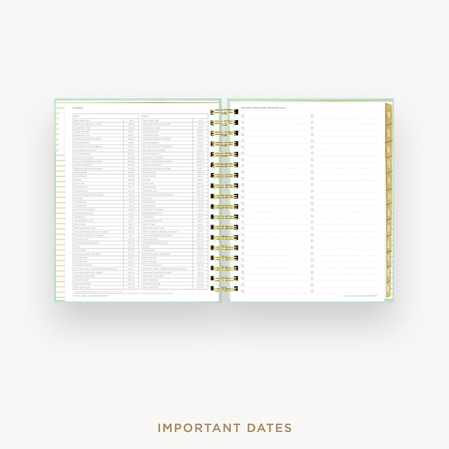 Day Designer 2025-26 daily planner: Sage Bookcloth cover with holidays