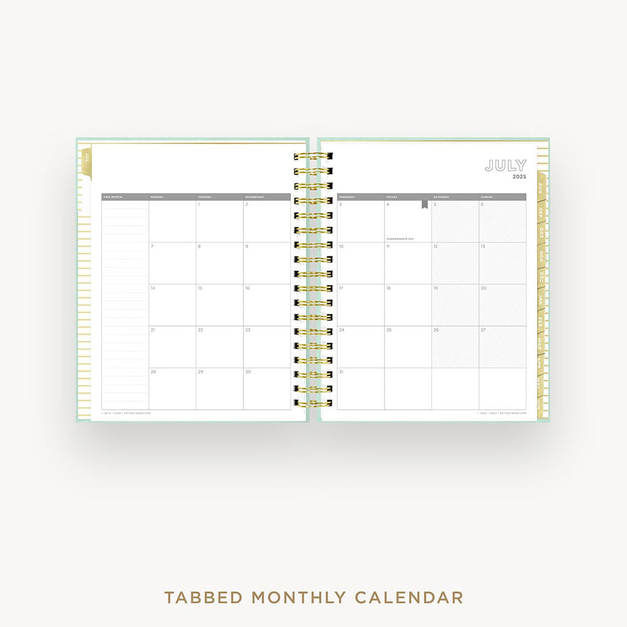 Day Designer 2025-26 daily planner: Sage Bookcloth cover with monthly calendar