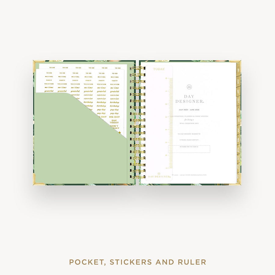 Day Designer 2025-26 daily planner: St. Barts cover with pocket and gold stickers