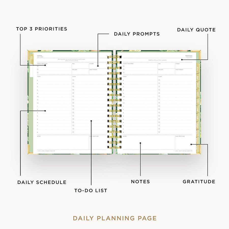 Day Designer 2025-26 daily planner: St. Barts opened with captions of contents