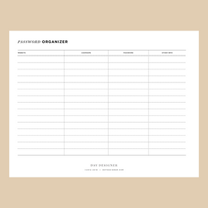 Free Password Log Printable