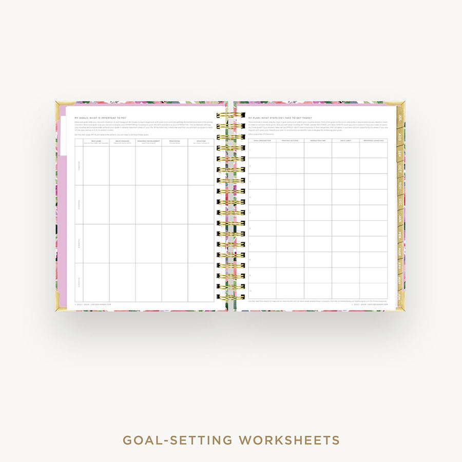 Day Designer 2025-26 daily planner: Ula Bloom cover with goals worksheet