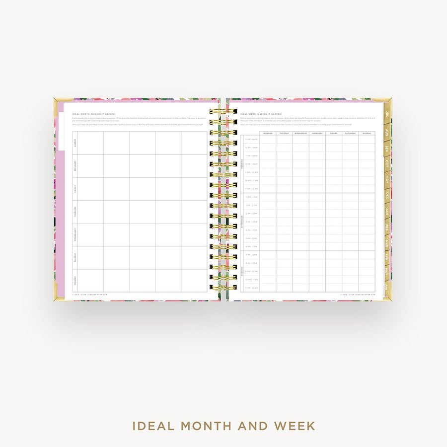 Day Designer 2025-26 daily planner: Ula Bloom cover with ideal week worksheet