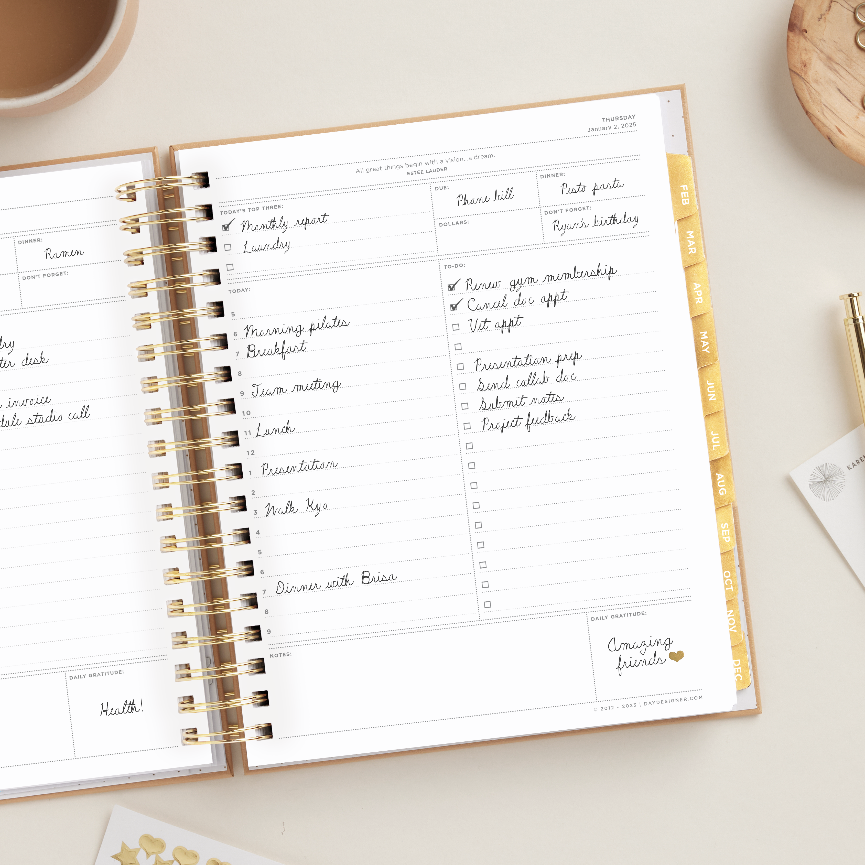 2025 Daily Planner: Caramel Latte Pebble Texture