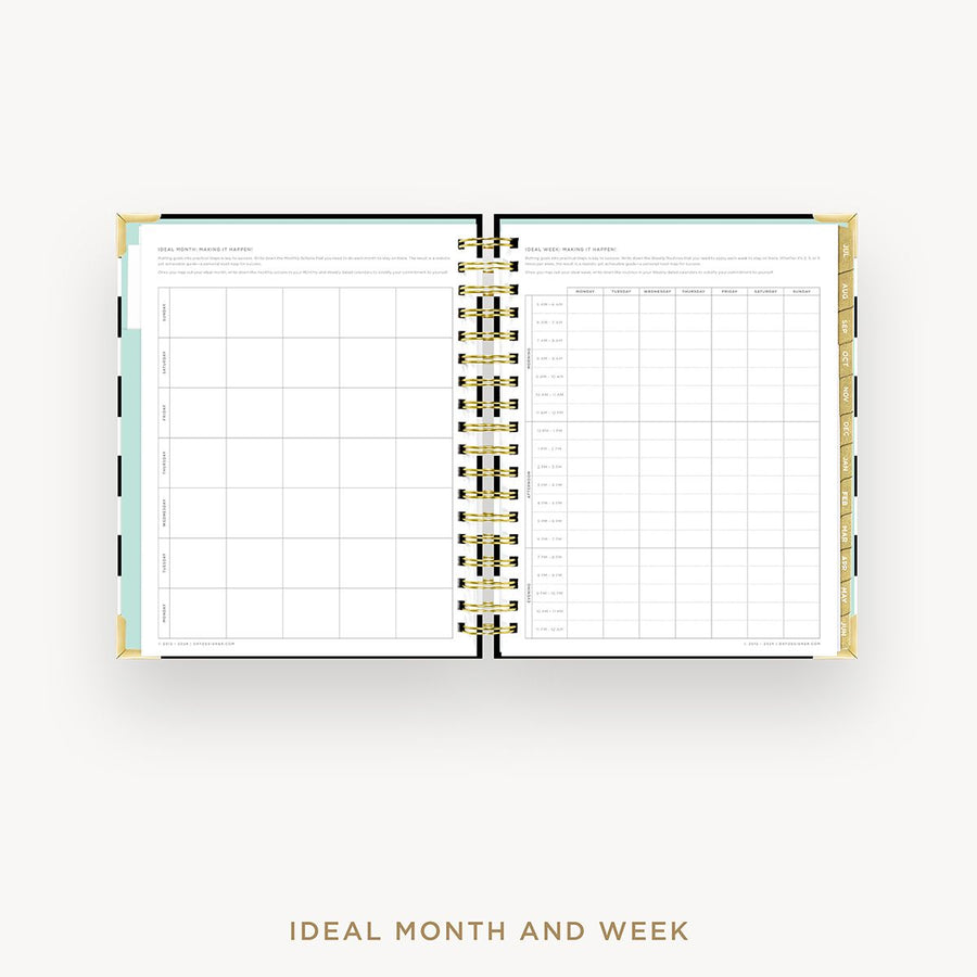 Day Designer 2025-26 weekly planner: Black Stripe cover with ideal week worksheet