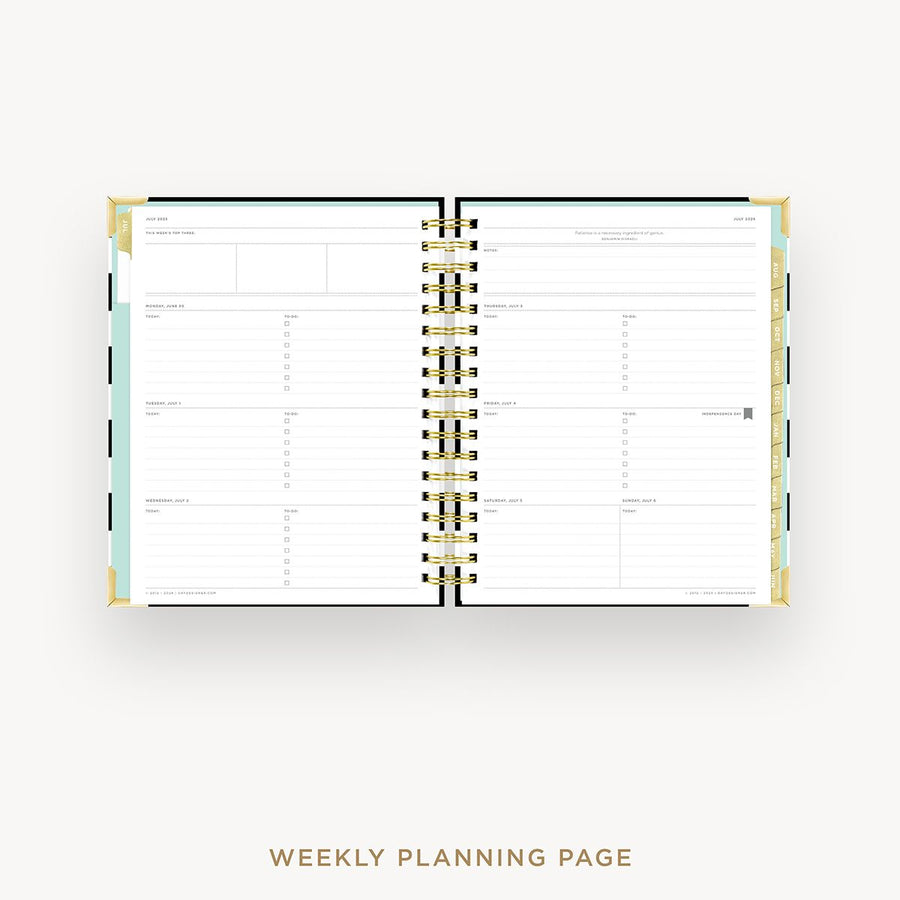 Day Designer 2025-26 weekly planner: Black Stripe cover  with weekly planning pages