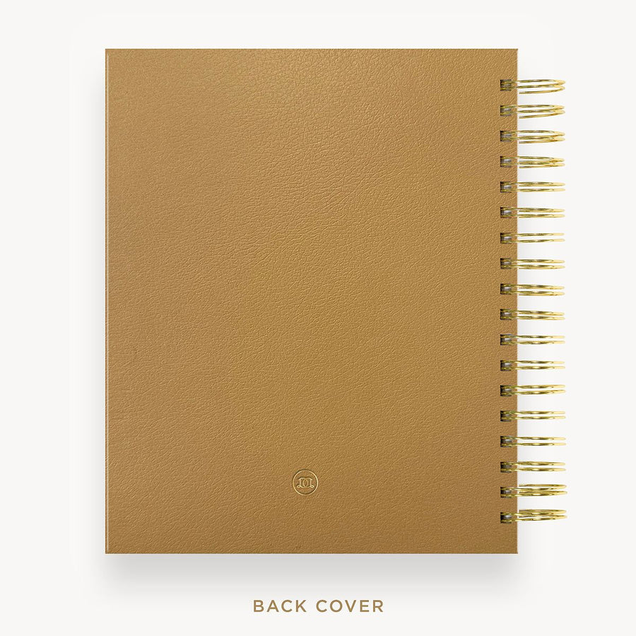 Day Designer 2025-26 weekly planner: Caramel Latte cover with back cover with gold detail