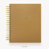 Day Designer 2025-26 weekly planner: Caramel Latte hard cover, gold wire binding