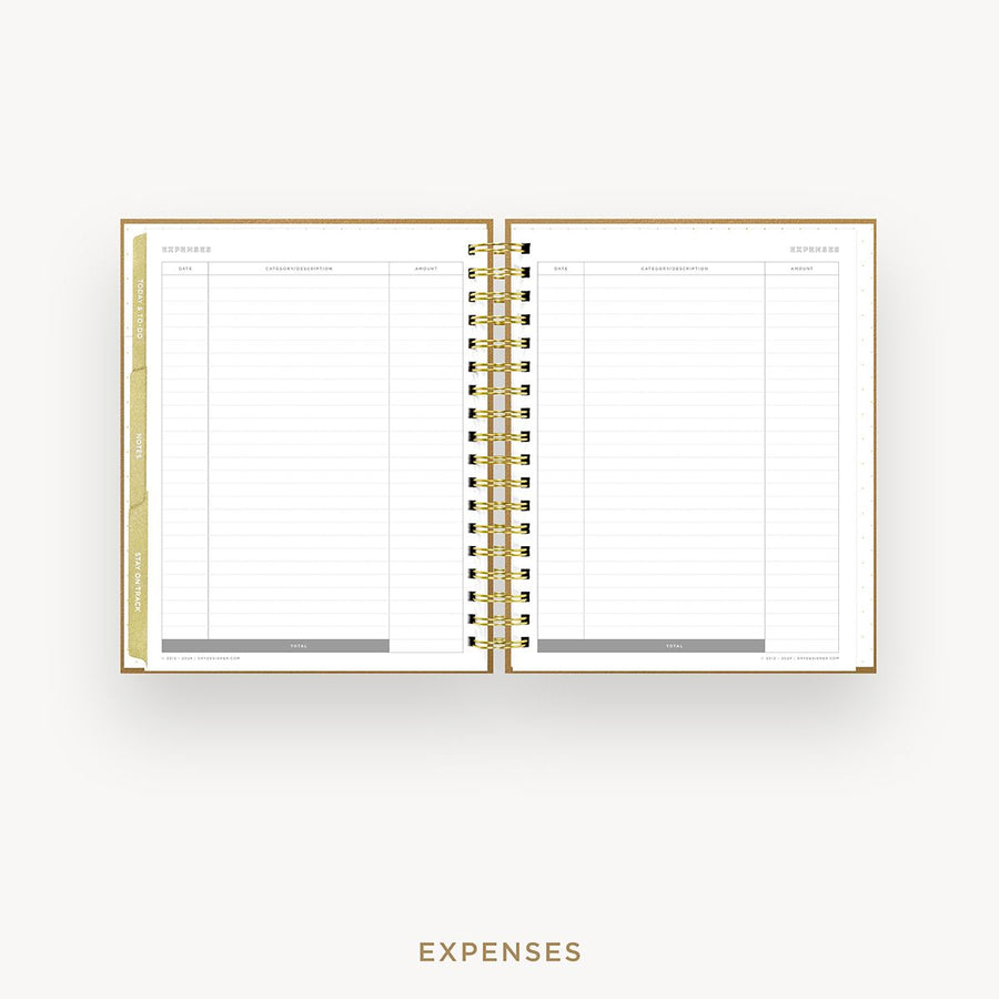 Day Designer 2025-26 weekly planner: Caramel Latte cover with expense tracking pages