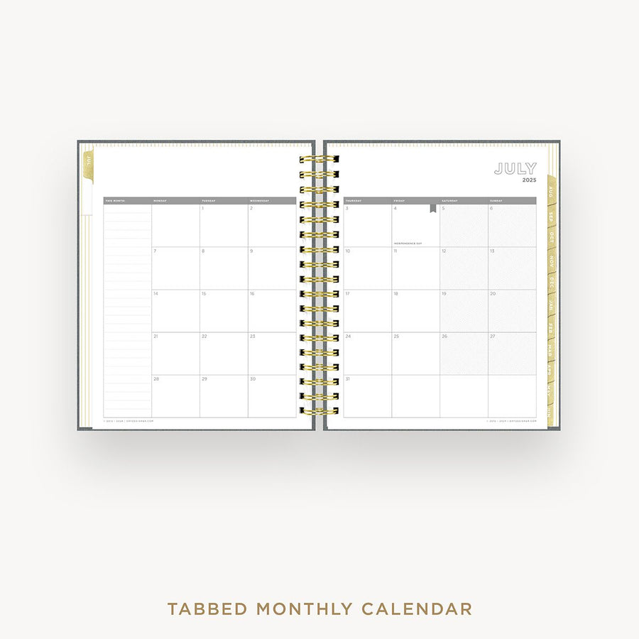 Day Designer 2025-26 weekly planner: Charcoal Bookcloth cover with monthly calendar