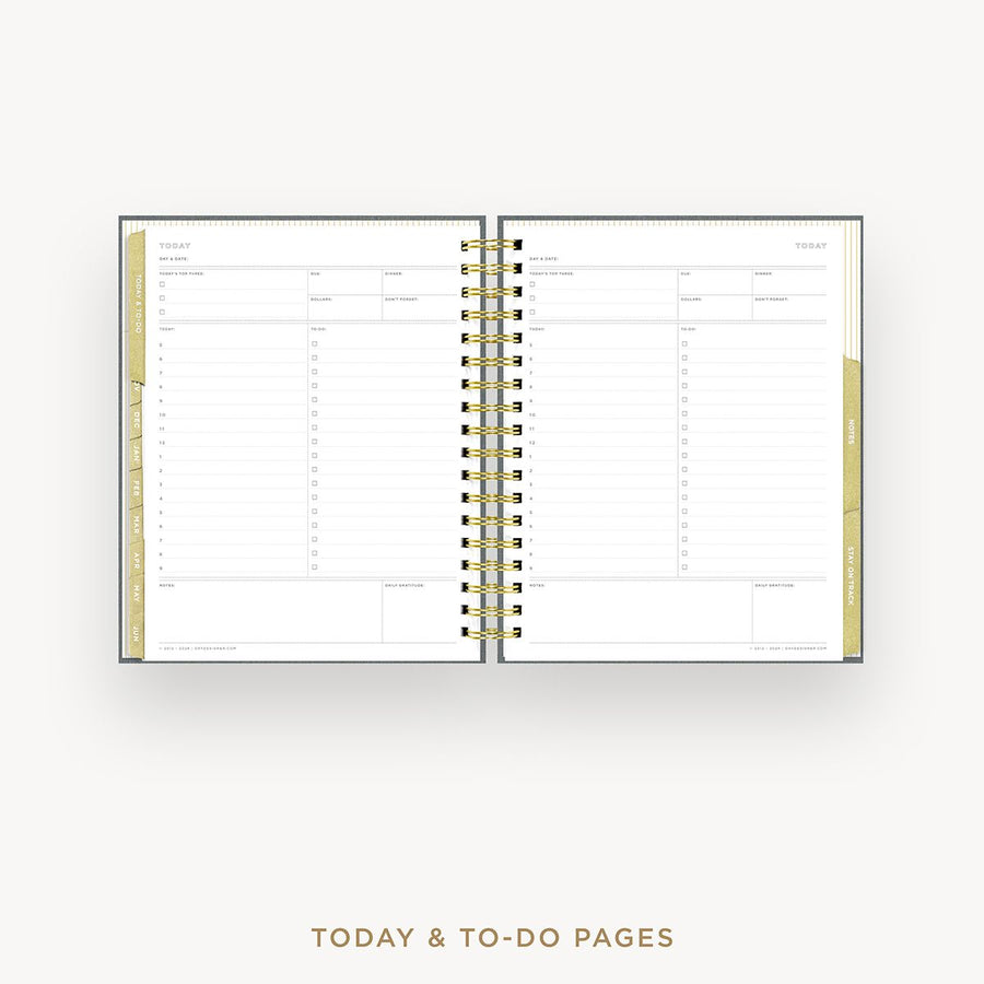 Day Designer 2025-26 weekly planner: Charcoal Bookcloth cover with undated daily planning pages