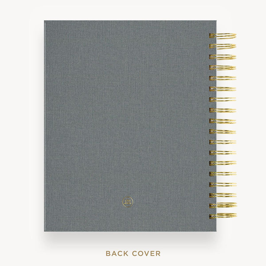 Day Designer 2025-26 weekly planner: Charcoal Bookcloth cover with back cover with gold detail