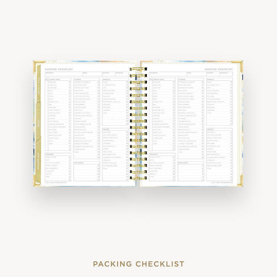 Day Designer 2025-26 weekly planner: Sea and Sky cover with packing checklist