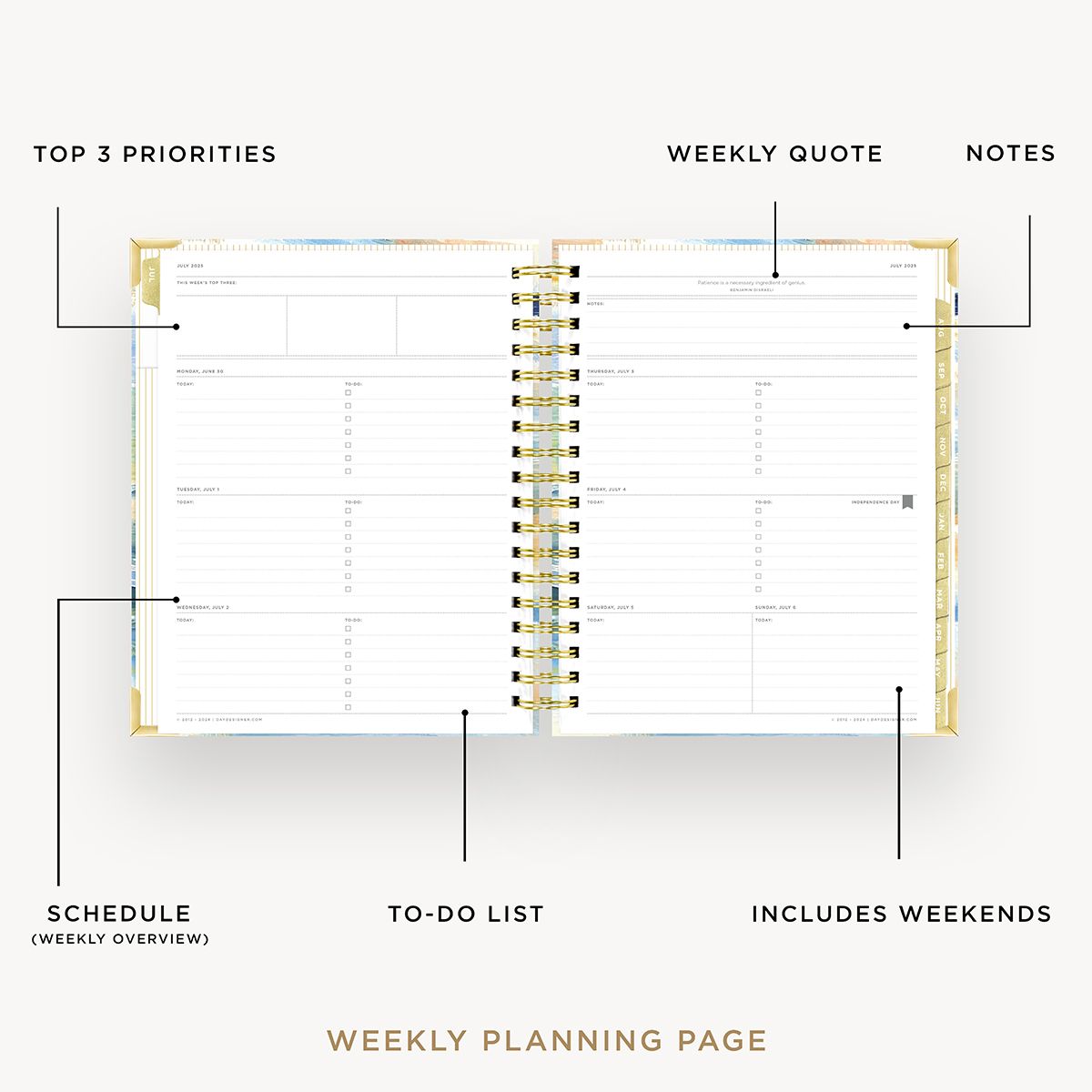 2025-26 Weekly Planner: Sea and Sky