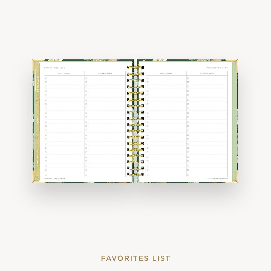 Day Designer 2025-26 weekly planner: St. Barts cover with favorite books and movies pages