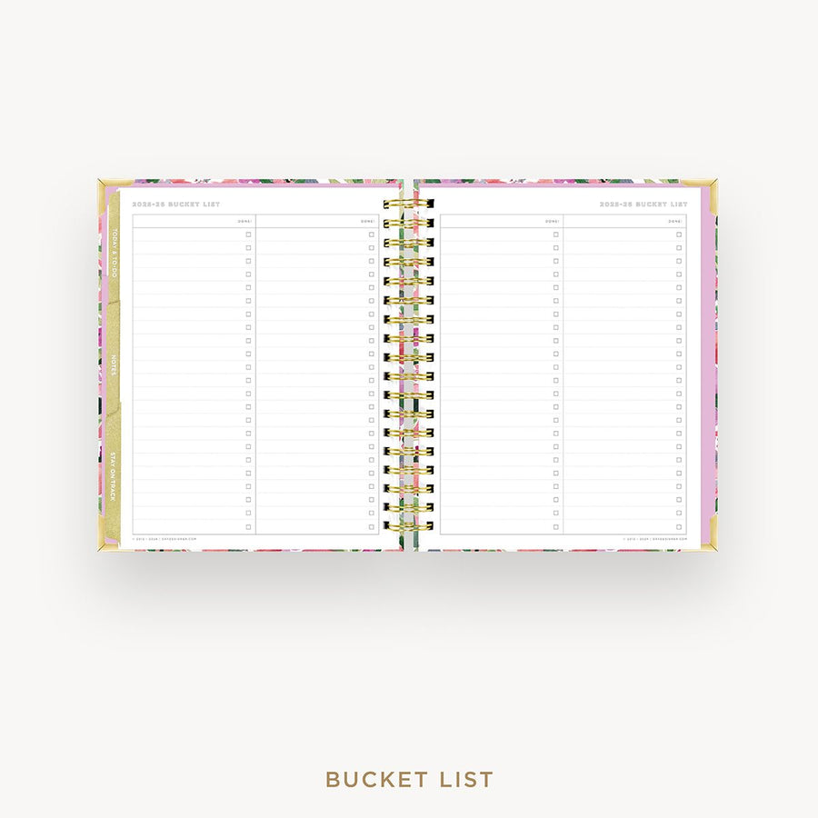 Day Designer 2025-26 weekly planner: Ula Bloom cover with bucket list