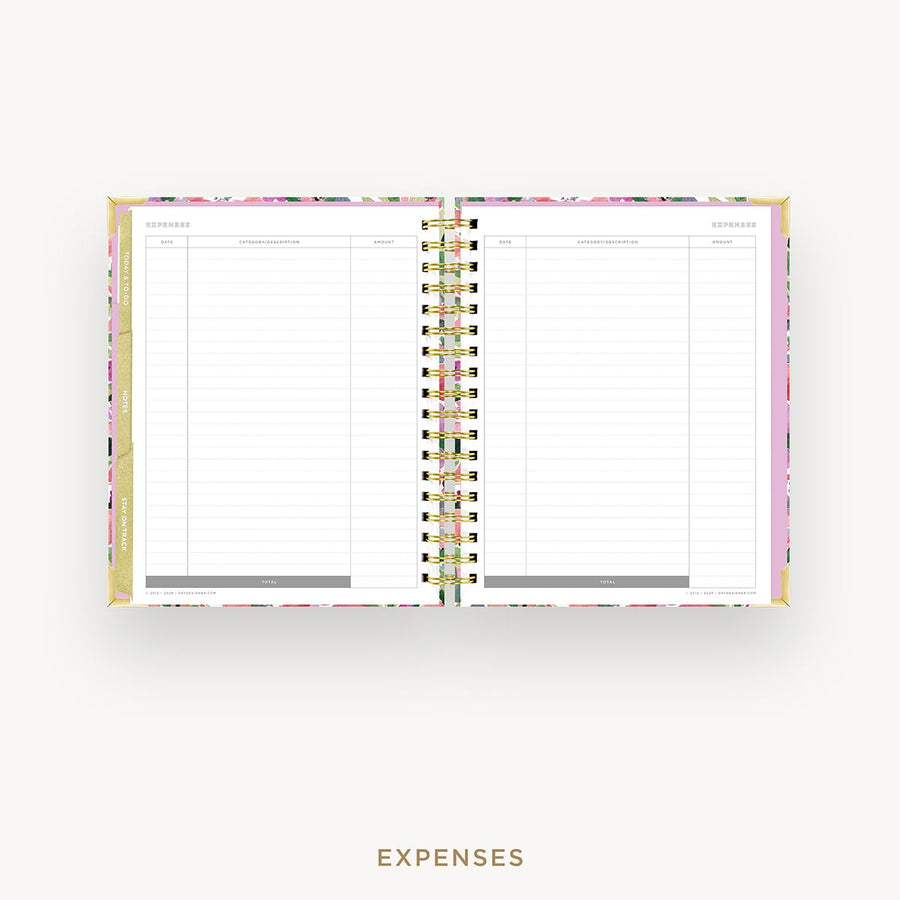 Day Designer 2025-26 weekly planner: Ula Bloom cover with expense tracking pages