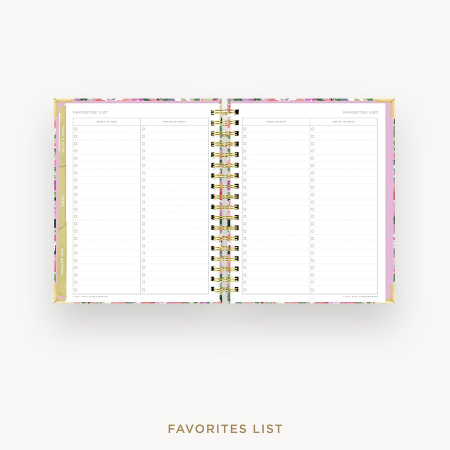 Day Designer 2025-26 weekly planner: Ula Bloom cover with favorite books and movies pages