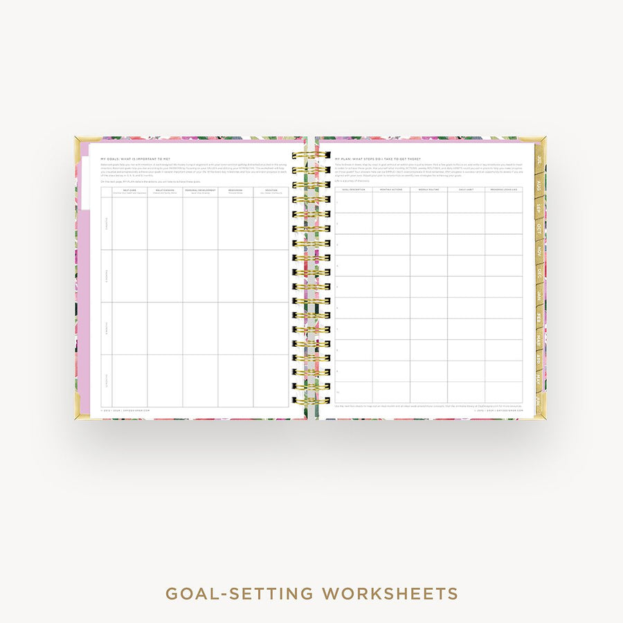 Day Designer 2025-26 weekly planner: Ula Bloom cover with goals worksheet