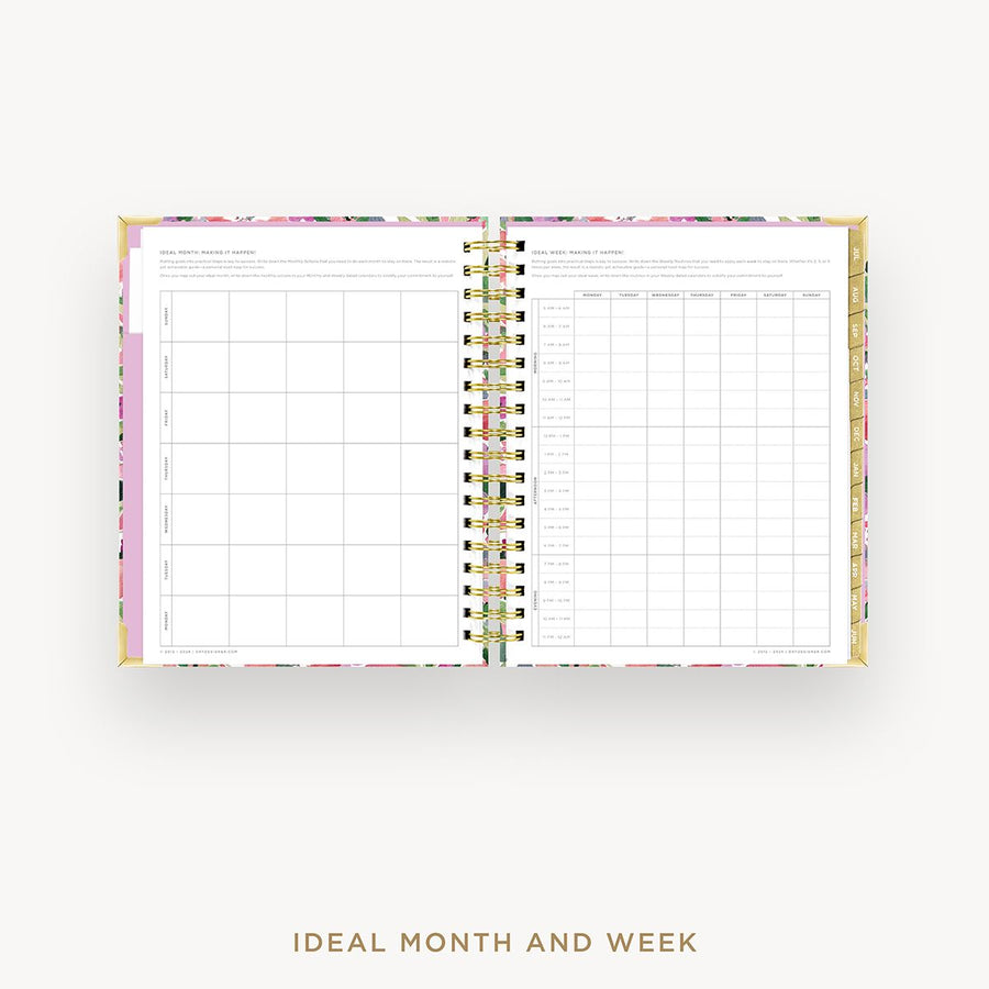 Day Designer 2025-26 weekly planner: Ula Bloom cover with ideal week worksheet