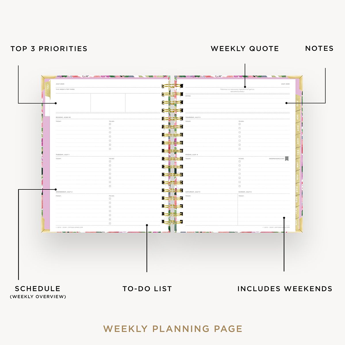 2025-26 Weekly Planner: Ula Bloom