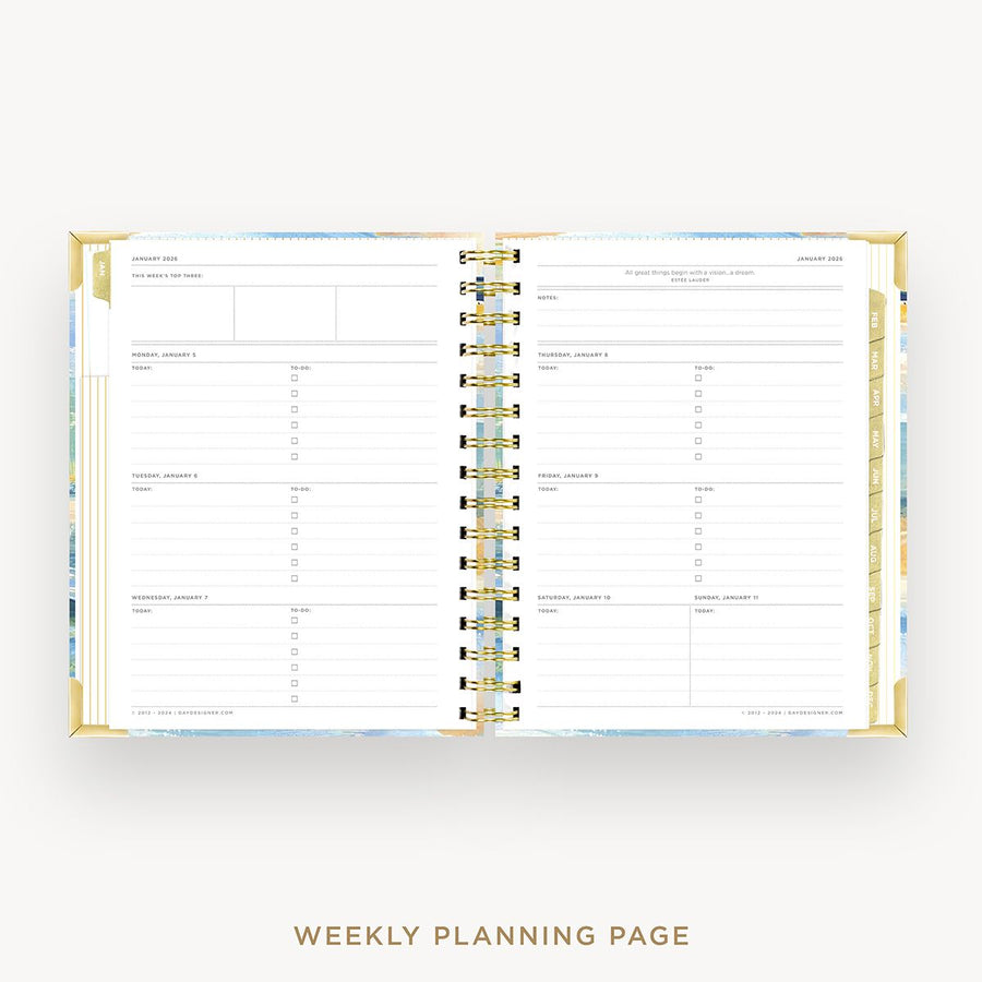Day Designer 2026 mini weekly planner: sea and sky cover  with weekly planning pages