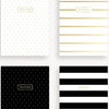 Four notepads with different design patterns on a white background