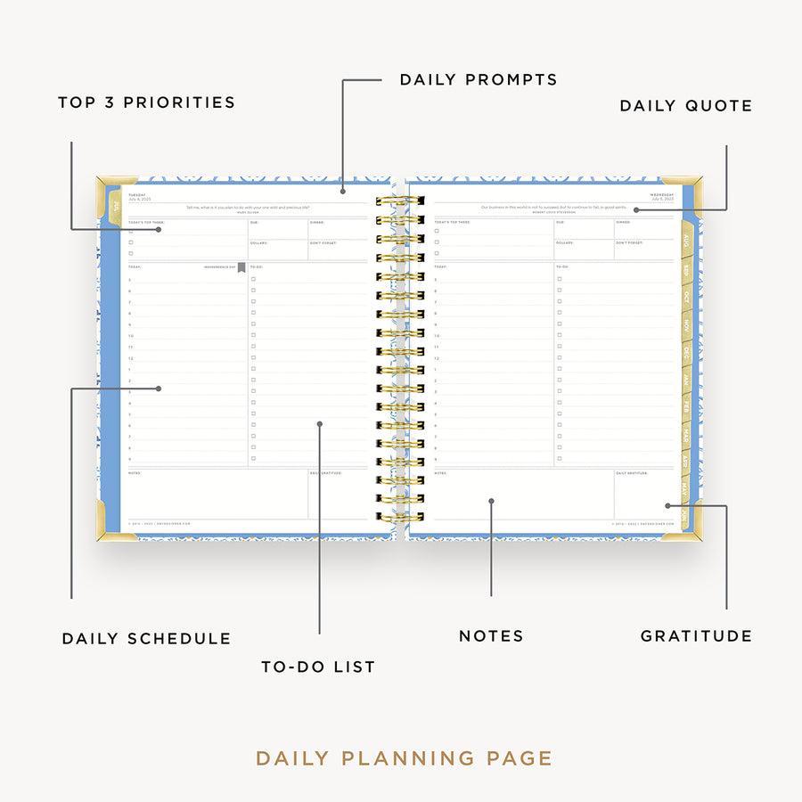 Day Designer 2023-24 Daily Planner Casa Bella opened with captions of contents
