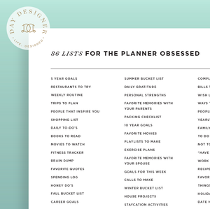 Free 86 Lists for the Planner Obsessed Printable