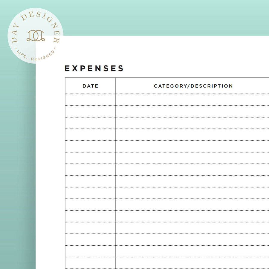 Free Expense Tracker Printable on a green background